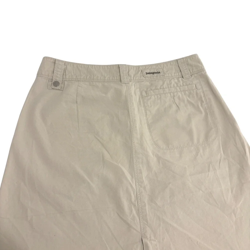 Patagonia A-Line Skirt Womens 6 Khaki Tan Cotton Canvas Utility Back Slit